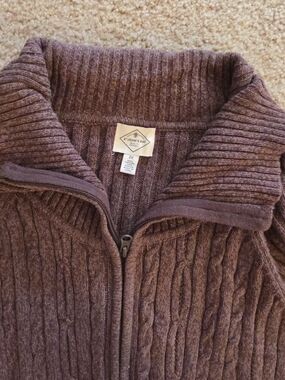 St. John's Bay Brown Zip-Front Cable Knit Sweater 2X